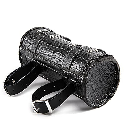 Universal Motorcycle Handlebar Bag Quick Release Crocodile PU Leather Waterproof Tool Bag with 2 Fixing Straps - color: Black 3