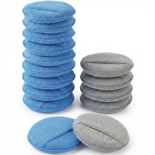 Wax Applicator Pad (15 Pack)，5 Inch Microfiber Wax Applicator Pads，Washable Reusable Car Wax Applicator Buffing Pads for Car Cleaning, Polishing and Detailing（10 Blue and 5 Gray） - color: 10 Blue and 5 Gray
