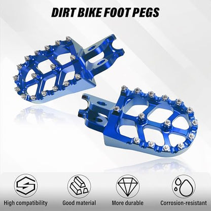 Dirt Bike Foot Pegs,Replaceable Footpegs CNC Machined Aluminum Wide Platform with Springs for CRF150R CRF250R CRF450R CRF250X CRF450X CRF300L CRF250L CR125 CR250 CRF1000L (Blue) - color: Blue