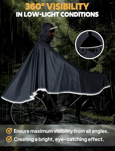 ANYOO Waterproof Rain Poncho Bike Bicycle Rain Capes Lightweight Compact Reusable for Adults - color: Grey