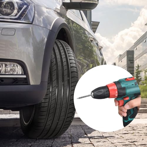 Linkstyle Tire Repair Tools Set, Tire Puncture Repair Prep Kit with Reamer Drill Bits, Buffer Wheel & Patch Roller, Tubeless Tire Repair Tools for Car Truck Motorcycle ATV