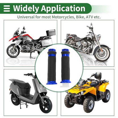 7/8" 22mm 15/16" 24mm Motorcycle Hand Grips Cover Kit Non Slip Aluminum Alloy Rubber Handlebar End Grips for Motorcycle Scooter Bicycle ATV Blue - color: Blue