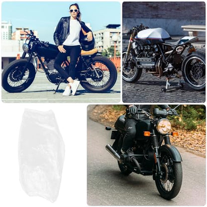 FAVOMOTO 4PCS XL Disposable Clear Plastic Motorcycle Cover, Waterproof Protection Dust Outdoor Rain Cover Bike Covers for Indoor Outdoor - size: XL