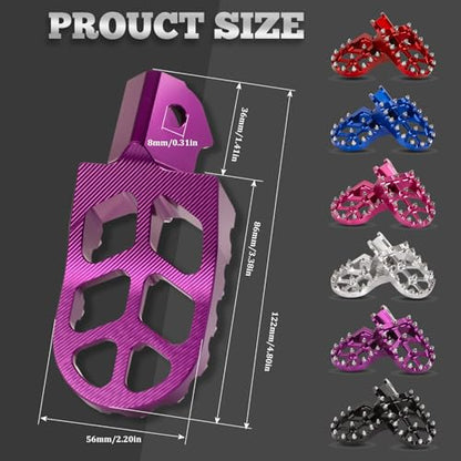 XINGWU Dirt Bike Foot Pegs for Surron Light Bee X/S E-Ride Pro SS/SR/S Talaria MX3 MX4 Segway X160/X260 CRF150F 230F 250F Electric Dirt Bike Foot Peg Rests (Purple) - color: Purple