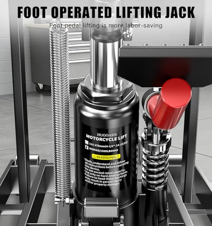 1500 LBS Heavy Duty Motorcycle Scissor Lift Jack, 4.5" to 14.6" Height, Portable Steel Construction for Motorcycle, ATV, Dirt Bike Maintenance with Optional Attachments