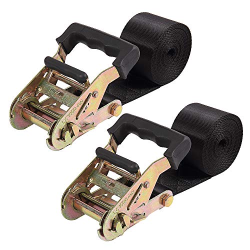 Endless Ratchet Tie Down Straps Heavy Duty Cargo Tie Downs, Sturdy Nylon Black Strap Down Ratcheting Securing Straps, Track Spring Fittings, Tie-Down Motorcycles, Trailer Loads, Kayak - size: 2"x20'-2pcs black