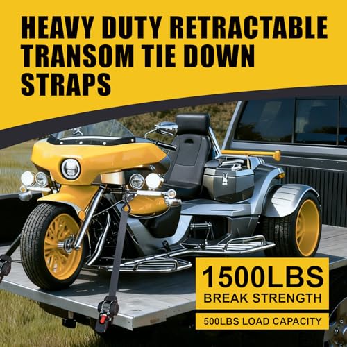 Ayaport Retractable Transom Tie Down Straps 1in X 10ft Tie Down Straps to Trailer- 1500lbs Break Strength, Medium Duty Bolt-on Ratchet Straps for Cargo, Boat, Motorcycles, ATV, 2pk - size: 1"x10'-2pcs