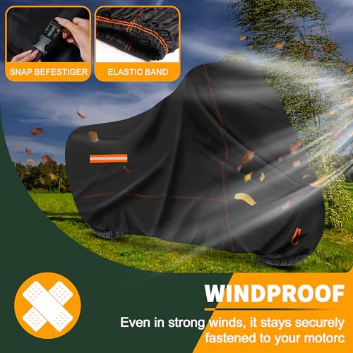 Enzeno Motorcycle Cover 210D Oxford Fabric Motorcycle Covers Waterproof Outdoor Windproof Dustproof Moped Cover with snap Fastener 245x105x125cm Motorcycle tarp Motorbike Cover Black - size: 245x105x125 cm