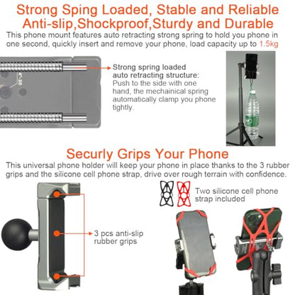 1 Inch/25mm Ball Mount Phone Holder Compatible with RAM mounts B Size Double Socket Arm for Car Bike Motorcycle Phone Mount with 1" Ball