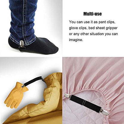 Boncas Improved Adjustable Elastic Boot Clips Boot Straps Pant Clips Stirrups Leg Straps Keeping Your Pants Tucked - color: Jeans 3" -4.7"
