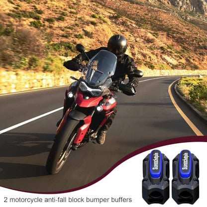 Motorcycle Engine Bumper Block - 2 Engine Anti Scratch Crash Bar Block, Anti Drop Frame Protector | Bumper Anti Fall Block, Anti Collision Engine Protection Boost for 0.78-1.02in Pipe Diameter - color: Black blue
