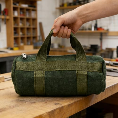 Umaki 2pack Small Tool Pouch Bag, Durable Wear-Resistant Canvas Zipper Pouch for Tool Organizer, Utility Tool Bag For Craft Making, Maintenance, Electrician and Carpenters, 7.9'' x 3.9'', Green