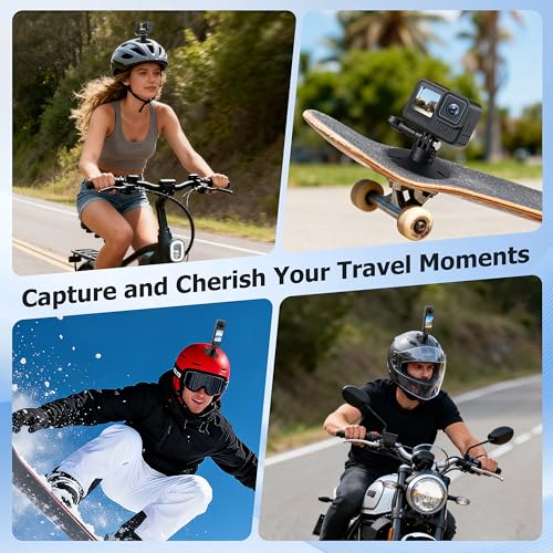 Flexible Adhesive Helmet Mount for DJI Osmo Action 6 5 pro 4 Nano for Insta360 X5/X4 GO Ultra Action Camera Snowboard Surfboard for GoPro Hero 13/12/11/10/9/8 Mount Kit (2 PCS)