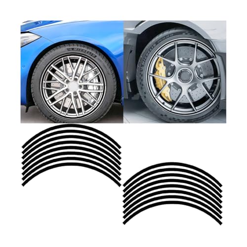 Zpana 16PCS Car Wheel Rim Reflective Stickers, Anti-Scratch Vehicle Night Safety Warning Rim Decals, Auto Tire Hub Eyebrow Tape Stripe Decorative Sticker, Universal for SUV, Sedan, Truck (Black) - color: Black
