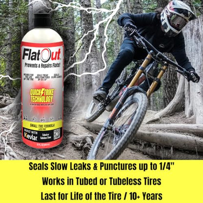 QuickStrike Tire Sealant - Small Tire/Bicycle Formula - NEW Formula - Prevents Flat Tires - Seals Leaks - Contains Kevlar - Tubeless Tire Sealant - 16 Ounce Bottle - size: 1 Pack - 16 Oz