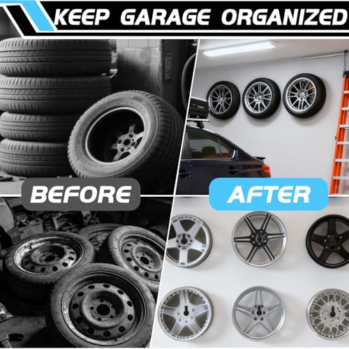 4 Pcs Tire Wall Hooks, Heavy Duty Garage Storage System, Strength Steel Tyre Rack for Car, SUV, Motorcycle Tires, Ladders & Chairs (12.2Inch) - size: 12inch(‌⌀=1.2"), 4pcs