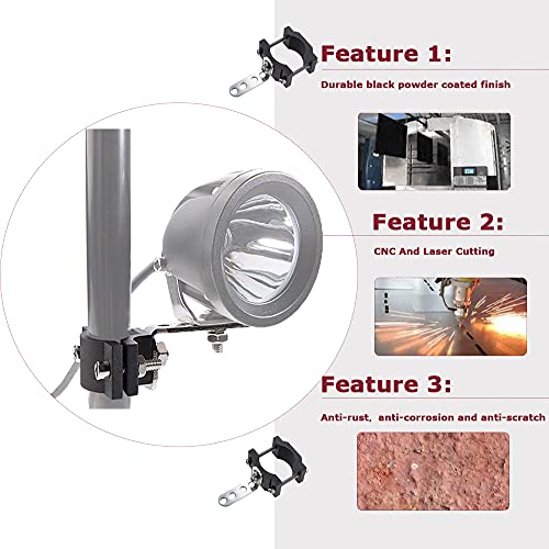 Fork Clamp Motorcycle Light Mount fit 0.7" to 2.05" Roll Cage,Adjustable Bicycle Motorcycle Headlight Bracket Car Bull Bar Holder Offroad Tube Clamps Mounting Brackets for LED Work Lights