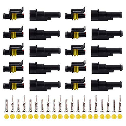 MUYI 10 Kit 1 Pin Way Waterproof Electrical Connector 1.5mm Series Terminals Water Resistend - style: 1pin connector(10 sets)