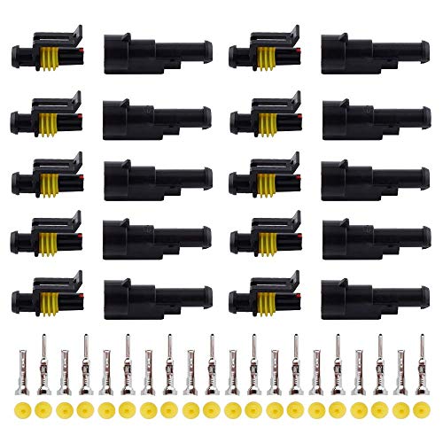 MUYI 10 Kit 1 Pin Way Waterproof Electrical Connector 1.5mm Series Terminals Water Resistend - style: 1pin connector(10 sets)