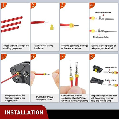 Nilight 280PCS 3 Pin Electrical Connector ‎Plug Male Female Terminal Wire Waterproof Connectors 3 Way Automotive Connect Set for Car Truck Motorcycle Marine Boat 20 Sets - size: 3Pin Connector 200Pcs