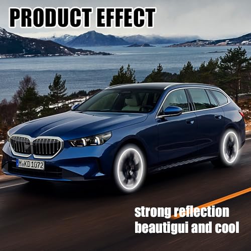 20PCS Reflective Car Wheel Decorative Stripe Stickers, White, Striped, Waterproof Material, English Style, Automotive Decals, 20-Piece Set - color: White