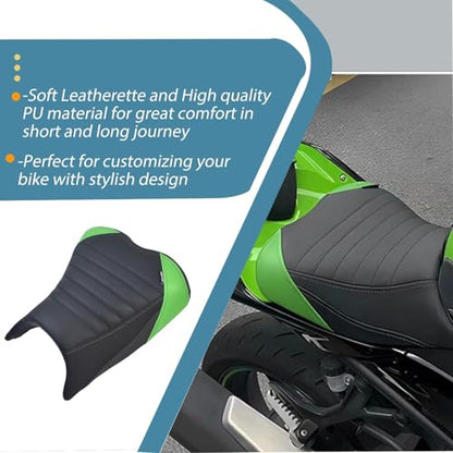 for ninja400 Z400 18-24 Front Driver Seat Cushion(Front Seat-Green) | Upgrade Soft PU leather Anti-slip Pillion Saddles Seat Covers Cushion Cover Pillion Pad Set Front Driver Rider Seat - color: Front Seat-Green