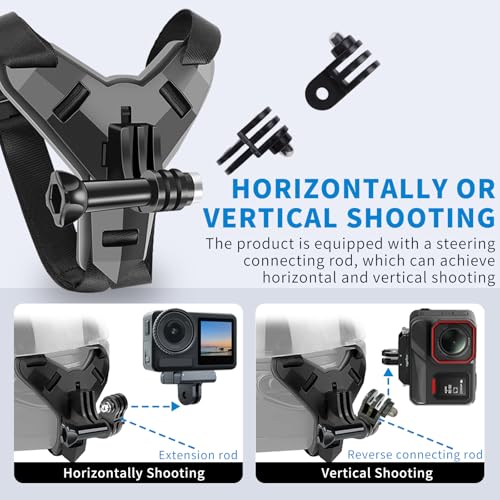 Helmet Mount for GoPro,Motorcycle Chin Strap for Go Pro Hero 13/12/11/10/9/8/7 Black,DJI Osmo Action 6/5pro/4,Dirt Bike Holder Accessories Compatible with Insta360 X5/X4/X3/Acepro2,AKASO,SJCAM