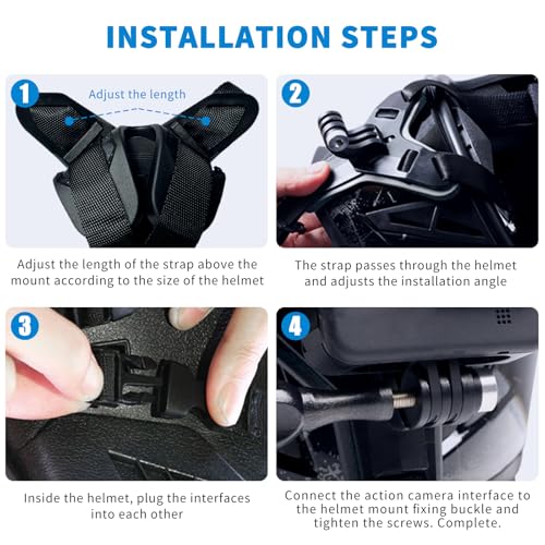 Helmet Mount for GoPro,Motorcycle Chin Strap for Go Pro Hero 13/12/11/10/9/8/7 Black,DJI Osmo Action 6/5pro/4,Dirt Bike Holder Accessories Compatible with Insta360 X5/X4/X3/Acepro2,AKASO,SJCAM