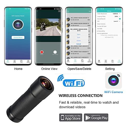 VSYSTO Bike Camera, WiFi Helmet Camera for Motorcycle Bike, Remote Control, 2K Waterproof WDR 170° Super Wide Angle Night Vision SONYIMX335 Lens Portable Bicycle Dash Cam, Loop Recording, G-Sensor - style: Single Camera