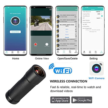 VSYSTO Bike Camera, WiFi Helmet Camera for Motorcycle Bike, Remote Control, 2K Waterproof WDR 170° Super Wide Angle Night Vision SONYIMX335 Lens Portable Bicycle Dash Cam, Loop Recording, G-Sensor - style: Single Camera