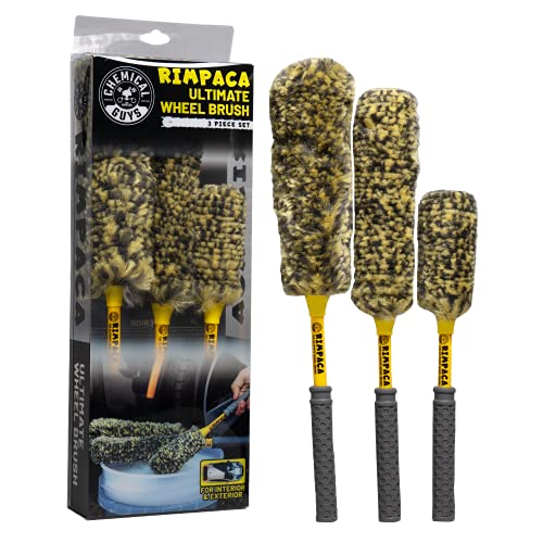 Chemical Guys Rimpaca Ultimate Wheel Brush Set - 3-Piece Wheel Cleaner Brush Kit with Soft Bristle Brushes for Cars, Trucks, SUVs, Motorcycles, and RVs - Safe for Rims, Grilles, and Tight Areas - style: 3 Piece Set
