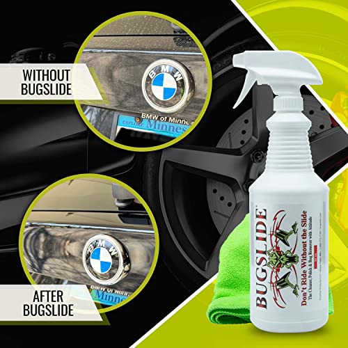 BugSlide 32 Oz Car Detailing Kit with Microfiber Towel – Exterior or Interior Car Cleaner and Waterless Detailer Spray – Clean, Polish, Shine, and Degrease, Never Wax Again – Easy to Use - size: 32 Oz Car Detailing Kit