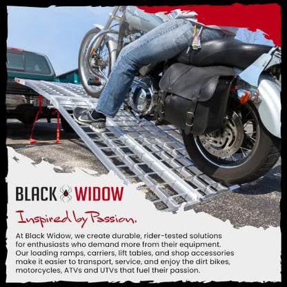 Black Widow Aluminum Dirt Bike Hitch Carrier with Ramp for Truck & SUV, 400-Pound Capacity - Non-Folding Motorcycle, eBike & Fat Tire Bike Hauler, Fits 2-Inch Class III/IV Receiver - style: Single Bike