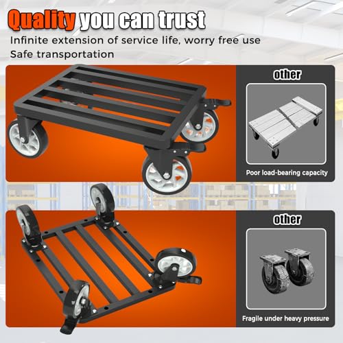 Stainless Steel Furniture Dolly, 2000lbs Capacity Heavy Duty Furniture Dolly, 5-inch Swivel casters, 18 x 18 inch Platform and Fastening Device, Safely Moving Heavy Objects - size: 18"L x 18"W Furniture Dolly