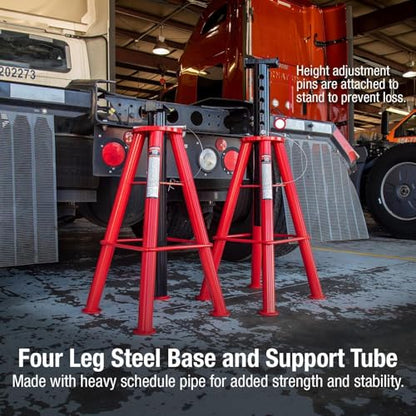 Sunex 1410 10-Ton, High Height, Pin Type, Jack Stands, Pair - style: 10 Ton High