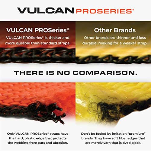 VULCAN Car Tie Down with Flat Hooks - Lasso Style - 2 Inch x 96 Inch - 4 Pack - PROSeries - 3,300 Pound Safe Working Load - size: Flat Hooks - ProSeries Orange (4 Pack)