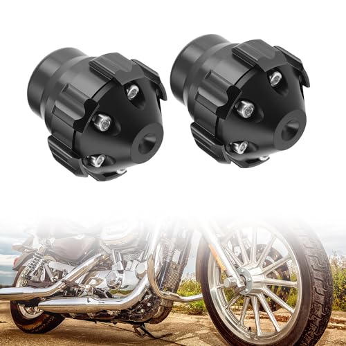 Frame Slider Anti-Crash Protector for Motorcycles 5.3 cm Aluminum Alloy Front Fork Wheel Fall Protection Guard Black 1 Pair - color: Black
