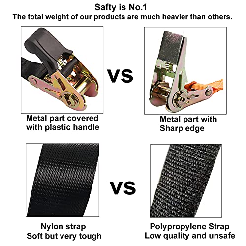 Endless Ratchet Tie Down Straps Heavy Duty Cargo Tie Downs,4FT Sturdy Nylon Black Strap Down Ratcheting Securing Straps, Track Spring Fittings, Tie-Down Motorcycles, Trailer Loads, Kayak （4ft x 2pcs） - size: 1"x4'-2pcs black