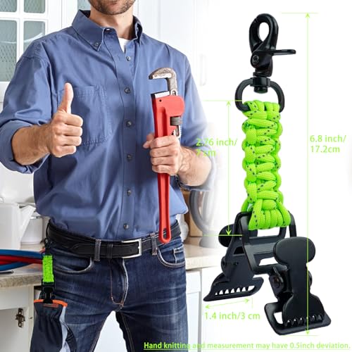 KUNN Double End Tactical Glove Clips Work Glove Holders Hardhat Holder for Heavy Duty Belt,Outdoor Backpack - color: Lime Green-2pcs