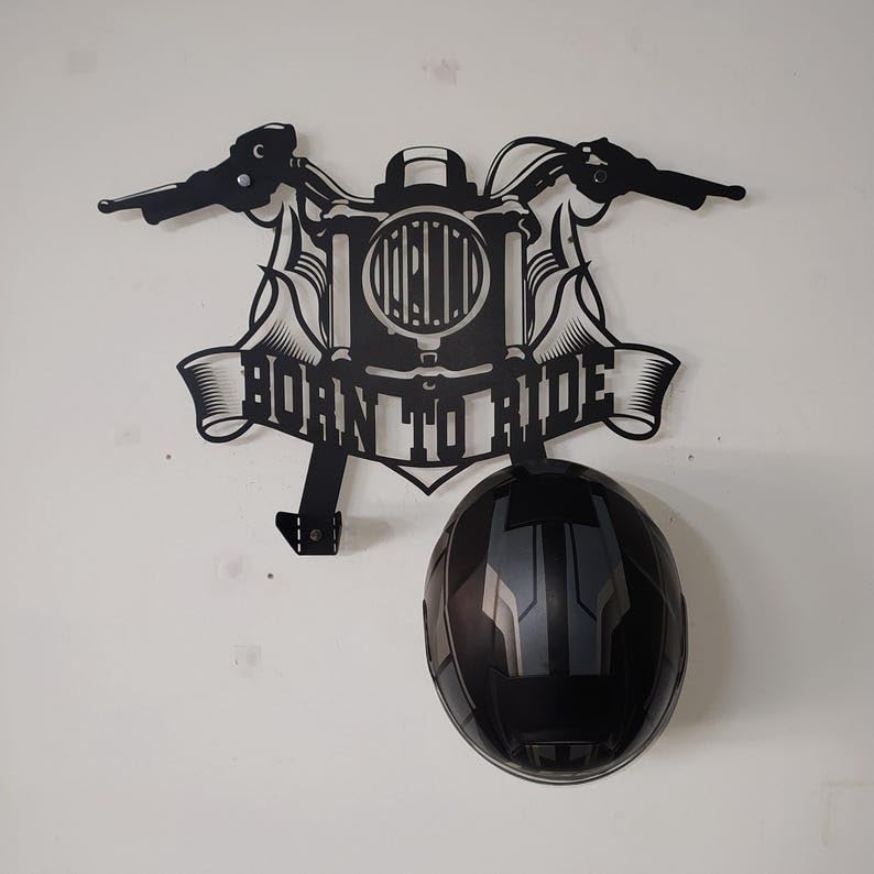 Motorcycle Wall-Mounted Helmet and Jacket Hanger – Personalized Garage Decor with Durable Metal Design, Perfect for Biker Accessories