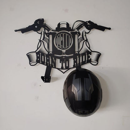 Motorcycle Wall-Mounted Helmet and Jacket Hanger – Personalized Garage Decor with Durable Metal Design, Perfect for Biker Accessories
