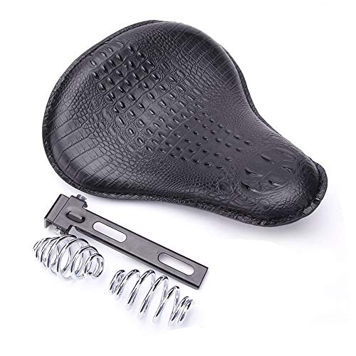 13" Black Crocodile Skin Motorcycle Leather Driver Seat Cushion for Harley Davidson Sportster Chopper Bobber (Black-Crocodile) - color: Black-Crocodile