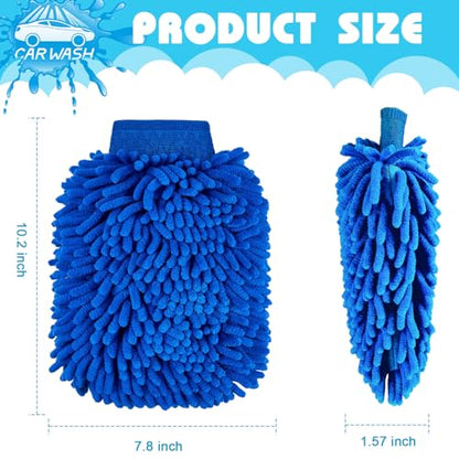Toulite 16 Pcs Car Wash Mitt Chenille Microfiber Wash Mitt Double Sided Glove Cleaning Drying Mitts (7.48 x 10.24 Inch,Royal Blue,Green) - color: Royal Blue, Green, size: 7.48 x 10.24 Inch