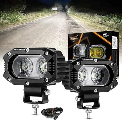 Auxbeam 4" Cube LED Pods, Super Bright 60W Offroad Lights Auxiliary Flood Light Pods Motorcycle Driving Light for ATV UTV SUV Boat Jeep - color: 12D White Flood Beam (ZD000672)