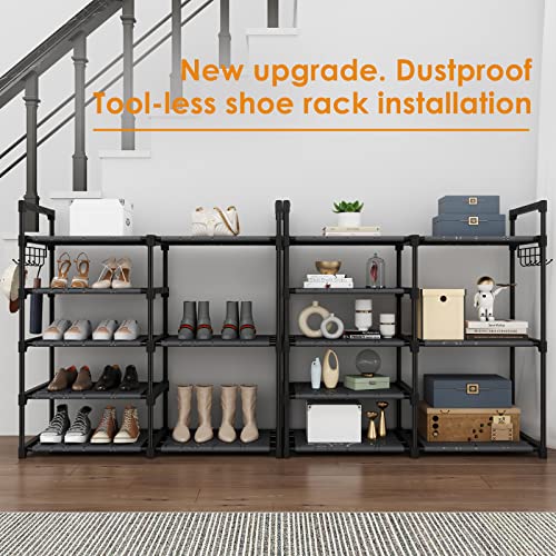 CSXGBAB Black Tubes Closet Shoe Rack, Boot Rack, 5 Tier Oxford Fabric Shelf, Easy Assembly, Sturdy and Durable, Holds Up to 30 lbs - size: 5-tier