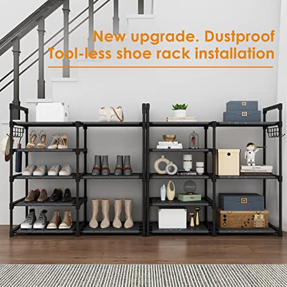CSXGBAB Black Tubes Closet Shoe Rack, Boot Rack, 5 Tier Oxford Fabric Shelf, Easy Assembly, Sturdy and Durable, Holds Up to 30 lbs - size: 5-tier