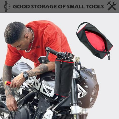 Rough Enough Small Tool Bag Pouch with YKK Zipper Compact Portable Tool Organizer for Motorcycle, Travel, DIY and Tools Storage