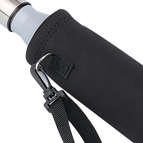 RICHEN Neoprene Water Bottle Carrier Bag with Adjustable Shoulder Strap,Insulated Water Bottle Cover for Stainless Steel/Glass/Plastic Bottles - color: Black, size: 750ml