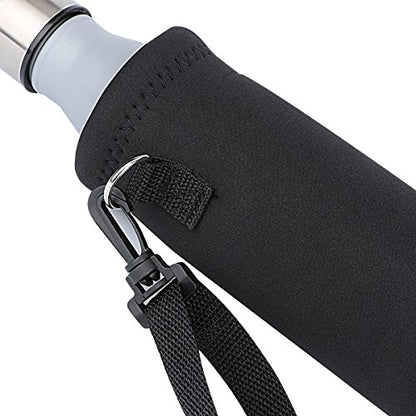 RICHEN Neoprene Water Bottle Carrier Bag with Adjustable Shoulder Strap,Insulated Water Bottle Cover for Stainless Steel/Glass/Plastic Bottles - color: Black, size: 750ml