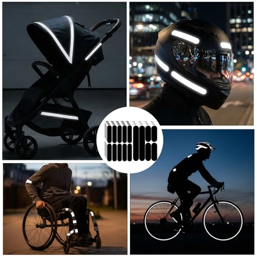 Ymapinc 16PCS Helmet Reflective Stickers, Night Visibility Reflective Tapes for Motorcycle Helmet Decals, Bike, Hard Hat Stickers for Safety